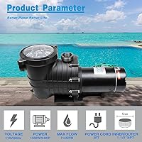 Vista 2 de 2.0HP 110GPM Bomba de piscina 110V Jardín en tierra y sobre el suelo bomba de agua para piscina con filtro