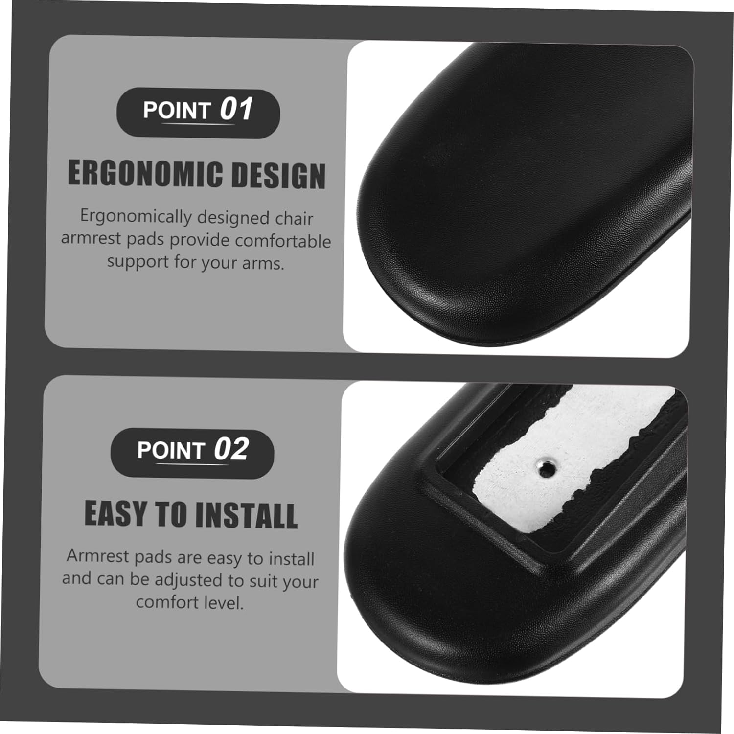 1Pair Revolving Chair Arm Pads Replacement Office Chair Armrests Easy to Install Versatile Design for Office and Home Use Comfortable Grip