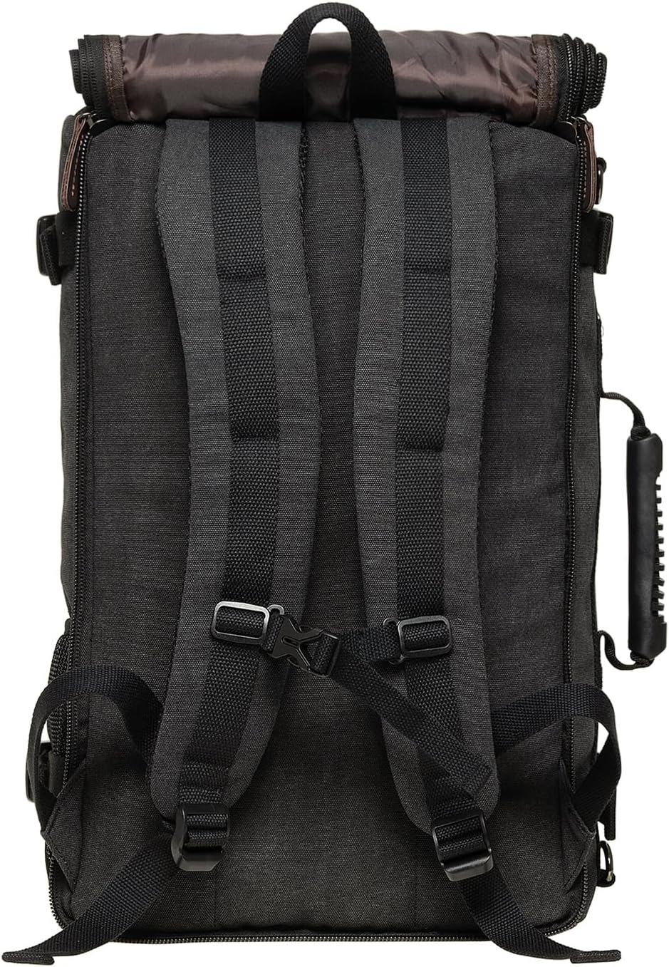 KAUKKO Canvas Travel Backpack Multi-Functional Bag Fits 17" Laptop, Large Capacity Hiking Backpack, Outdoor Casual Daypack BLACK,23.8L