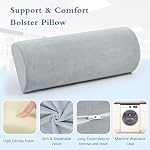 Shinnwa Oreiller à genou pour le dos, Oreil à demi lune pour les jambes et la douleur au dos, oreiller à jambe avec couverture lavable, support lombaire (gris clair)