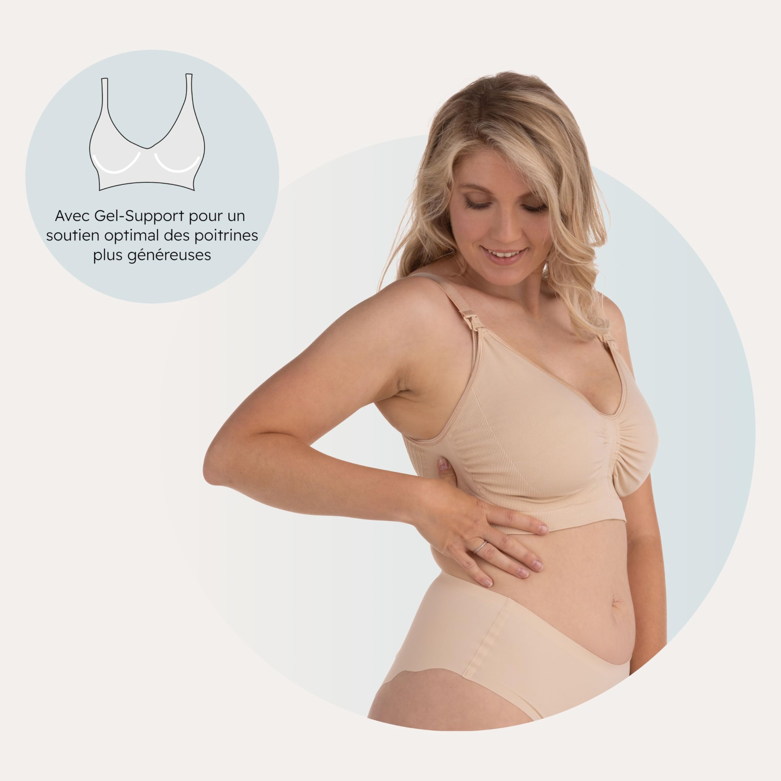 Carriwell Soutien-Gorge Allaitement avec Armature Gel Brevetée – Brassière Allaitement Femme, Modèle Grossesse, Confort Respirant sans Couture