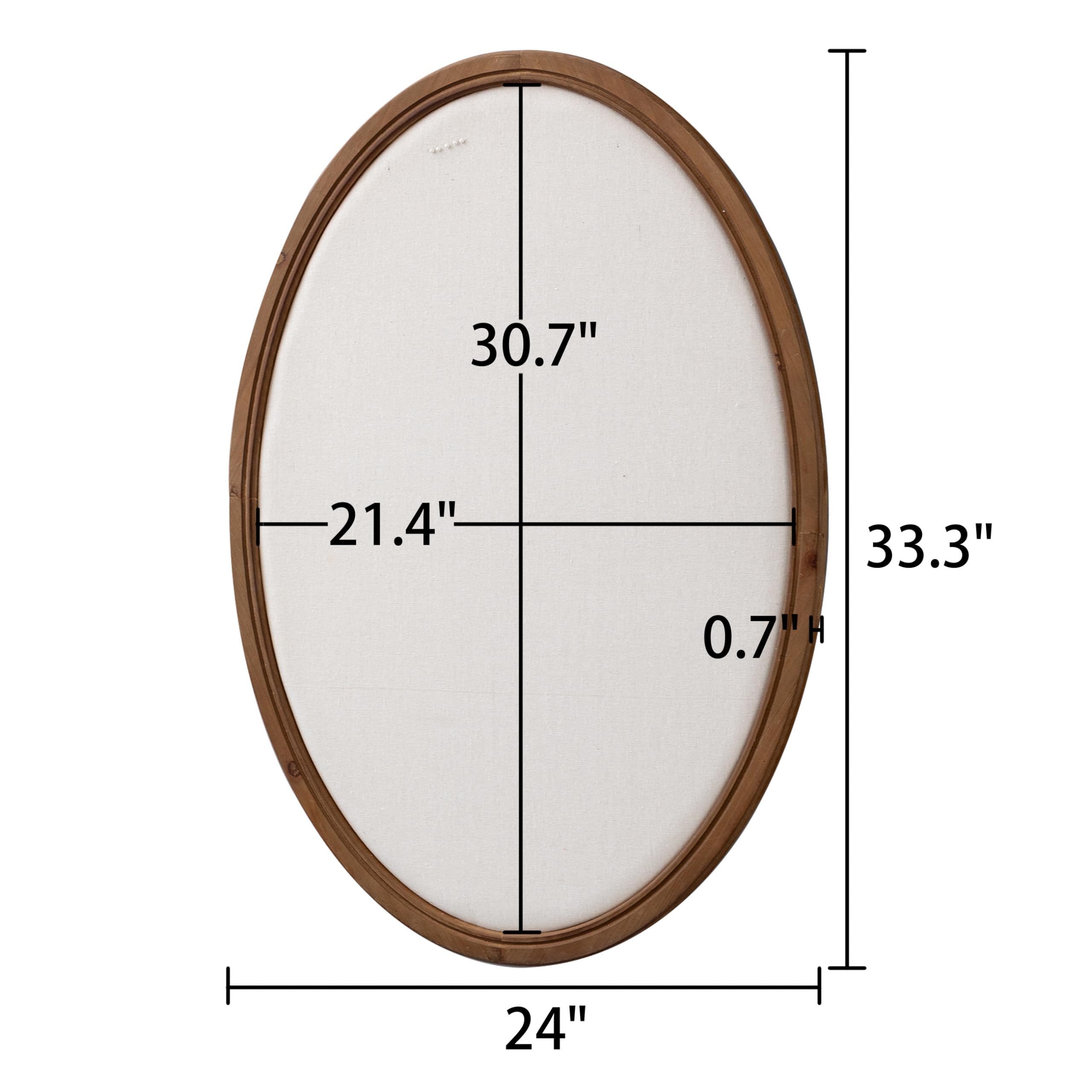 SOFE Große, ovale Pinnwand, Bauernhaus-Stoff-Pinnwände, 83 x 61 cm | Wandmontierte dekorative Sichttafel für Büro, Zuhause, Büro, Schule, mit Nadeln, braun, vertikal/horizontal