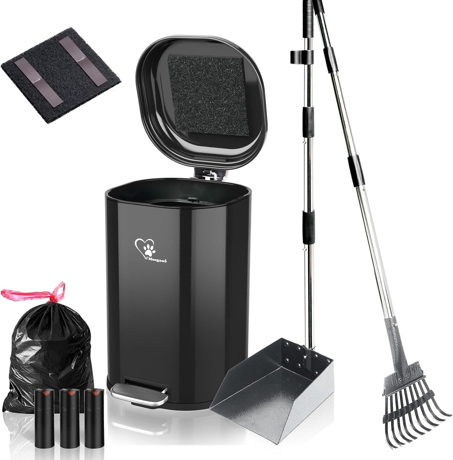 Dog Poop Trash Can Outside and Activated Carbon Filter Odor Control for Indoor/Outdoor Dog Waste for Bathroom,Kitchen