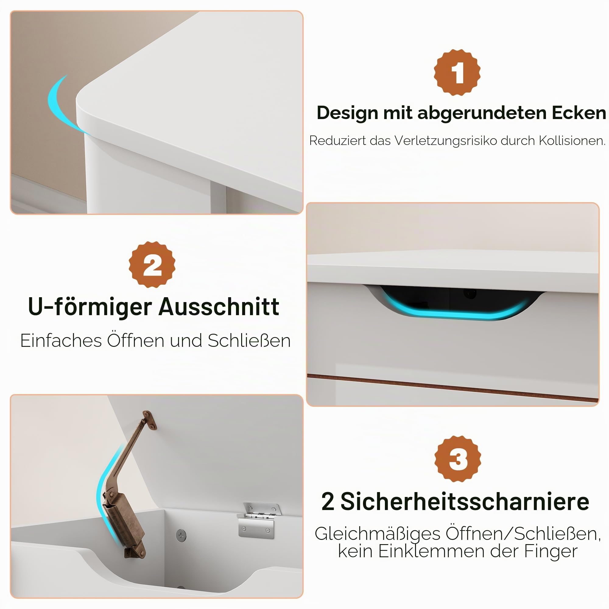 Garvee Sitzbank mit Stauraum – 100 cm Holz-Aufbewahrungsbank mit Rollen, Sicherheits-Scharnieren, bis 160 kg belastbar, abgerundete Ecken & U-Ausschnitt – Moderne Truhe für Flur, Wohnzimmer