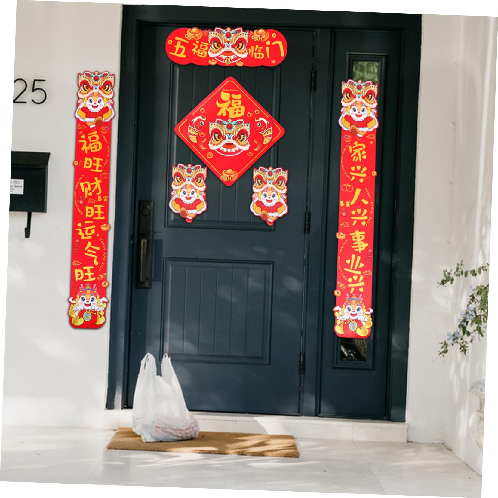 ABOOFAN Set Decorazioni Magnetiche per Distici Cinesi di Capodanno, Cartelli Tradizionali Porta, Ornamenti Festa di Primavera per Casa e Ufficio, Kit Decorativo per Festività del Anno