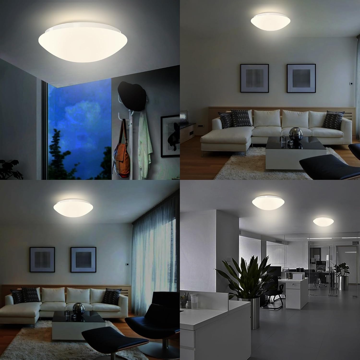 LEDMyPlace 10.5 Inch Mushroom LED Flush Mount Fixture, 12.5W LED Recessed Lights, 4000K Cool White, 1050 Lumens, High CRI >80, Dimmable Ceiling & Surface Mount Lighting, for Bedroom, Balcony, 4-Pack