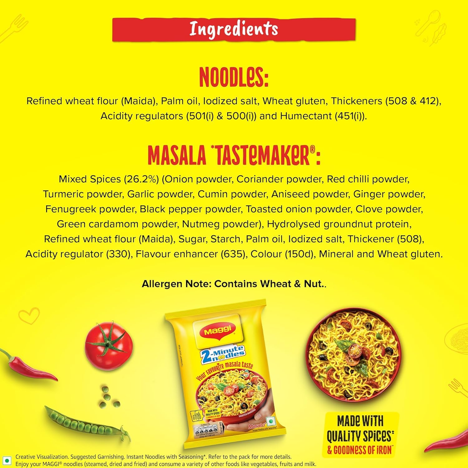 MAGGI 2-Minute Instant Masala Noodles, Iron Fortified, Made With Premium Spices (70g x40 pack)