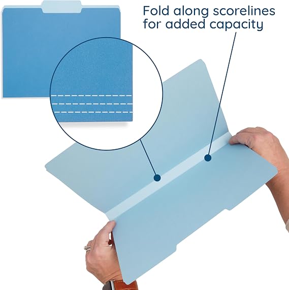 Blue Summit File Folders, Letter Size, 1/3 Tab, Two-Tone Bright Colors 100 Pack