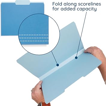 Blue Summit File Folders, Letter Size, 1/3 Tab, Two-Tone Bright Colors 100 Pack