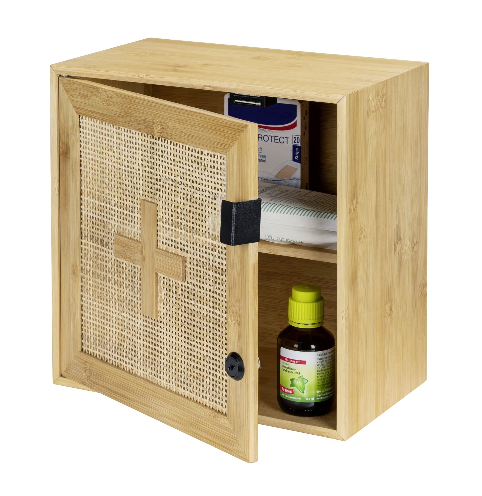 MSV 140489 Medicijnkastje, huisapotheek van roestvrij staal, 25 x 12 x 25 cm, Tip –on automatisch, montagemateriaal en 2 sleutels inbegrepen, grijs