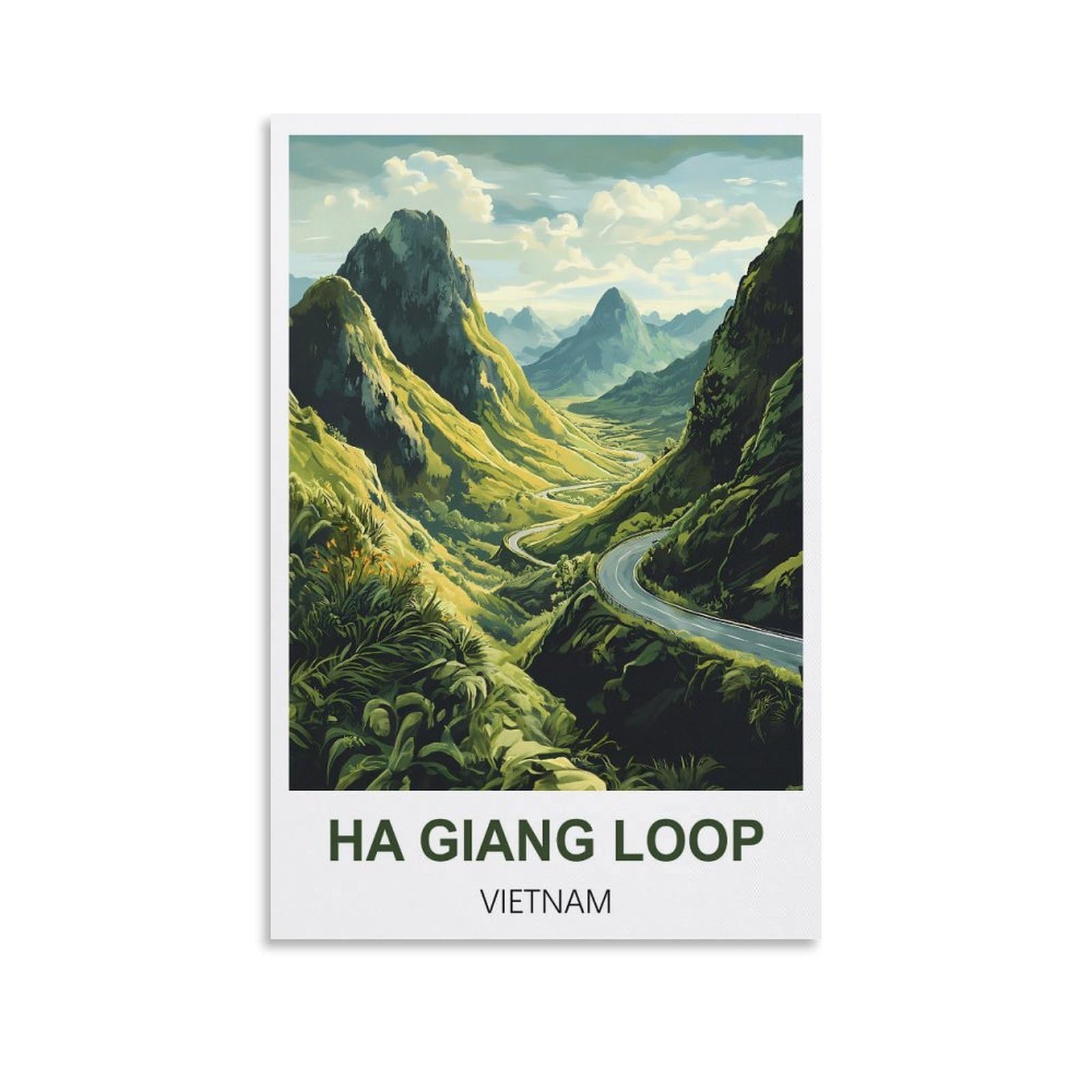 Fjiwecwsq Unframe-Style Ha Giang Loop Vietnam Vintage Travel Poster 08X12inch(20X30cm) Canvas Wall Art Painting Prints