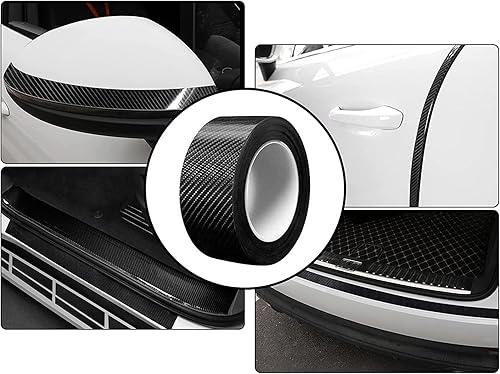 Miniatura 2 de Adhesivo de fibra de carbono 5D para placa de umbral de puerta de automóvil antiarañazos, tiras protectoras antiarañazos, calcomanía para la puerta