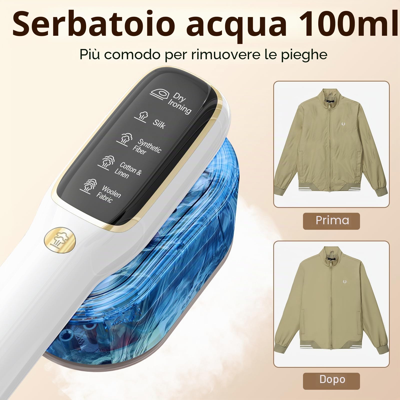 Piastra a vapore portatile Steamer,1000W Ferro da Stiro Verticale,Mini Ferro da Stiro Girevole,2 in 1 Ferro da Stiro da Viaggio con serbatoio dell'acqua da 100 ml, per Casa, Ufficio e Viaggi