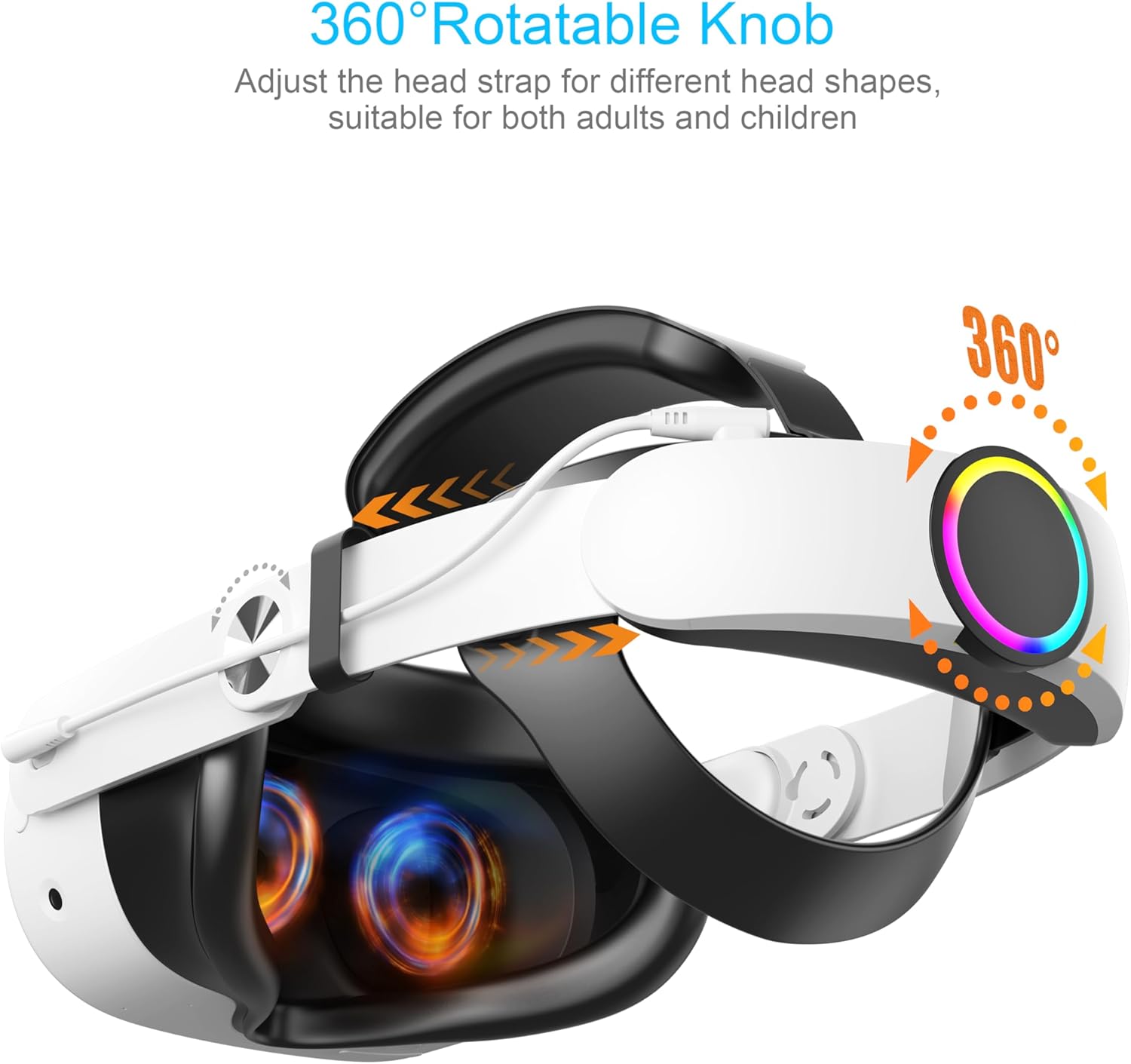 Battery Head Strap Compatible with Meta Quest 3/Quest 3S,10000mAh Battery Pack, Extend Playtime and Enhanced Comfort,Reduce Facial Stress,Adjustable RGB Lighting - Image 4
