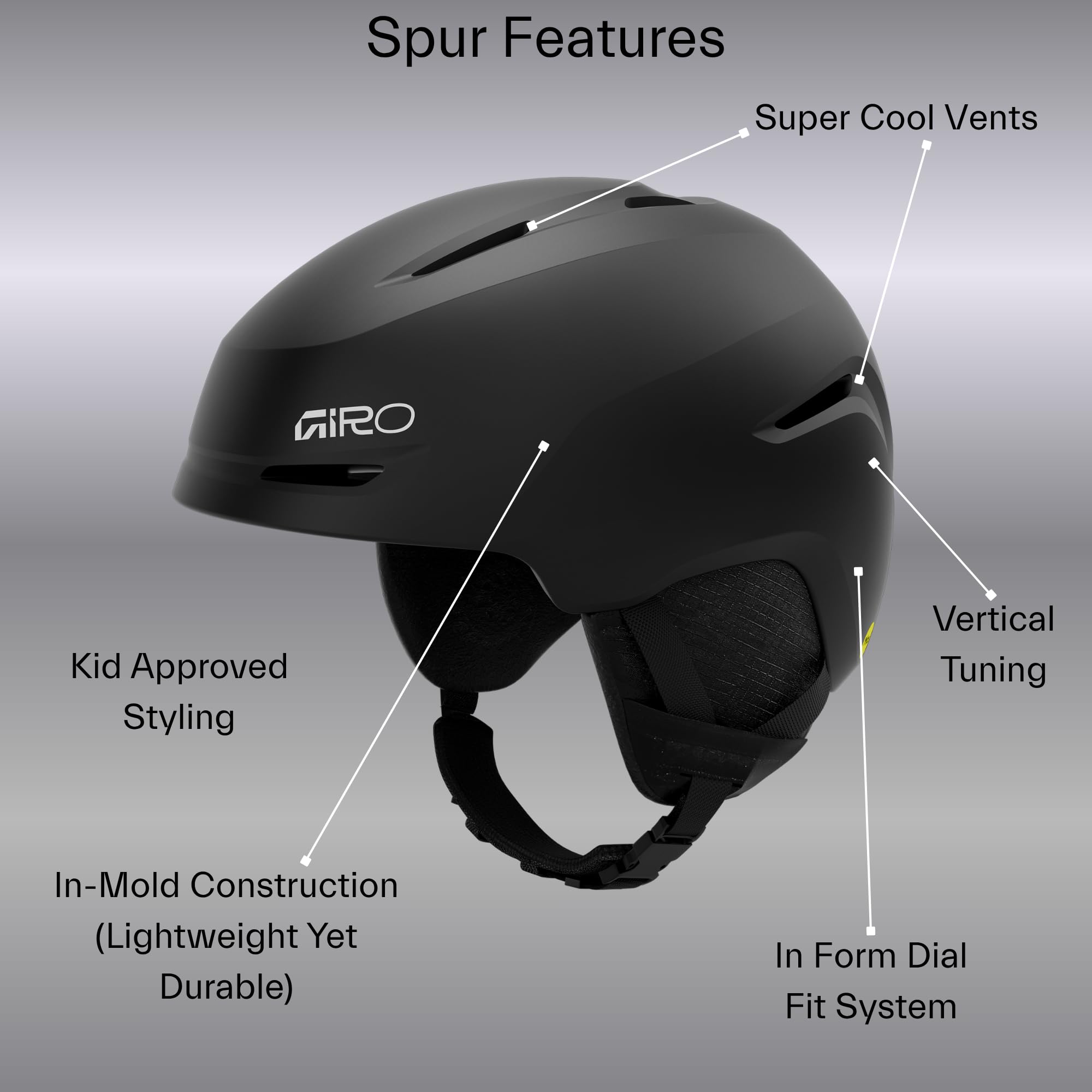Giro Spur Casco de esquí para niños - Casco de Snowboard para niños y niñas