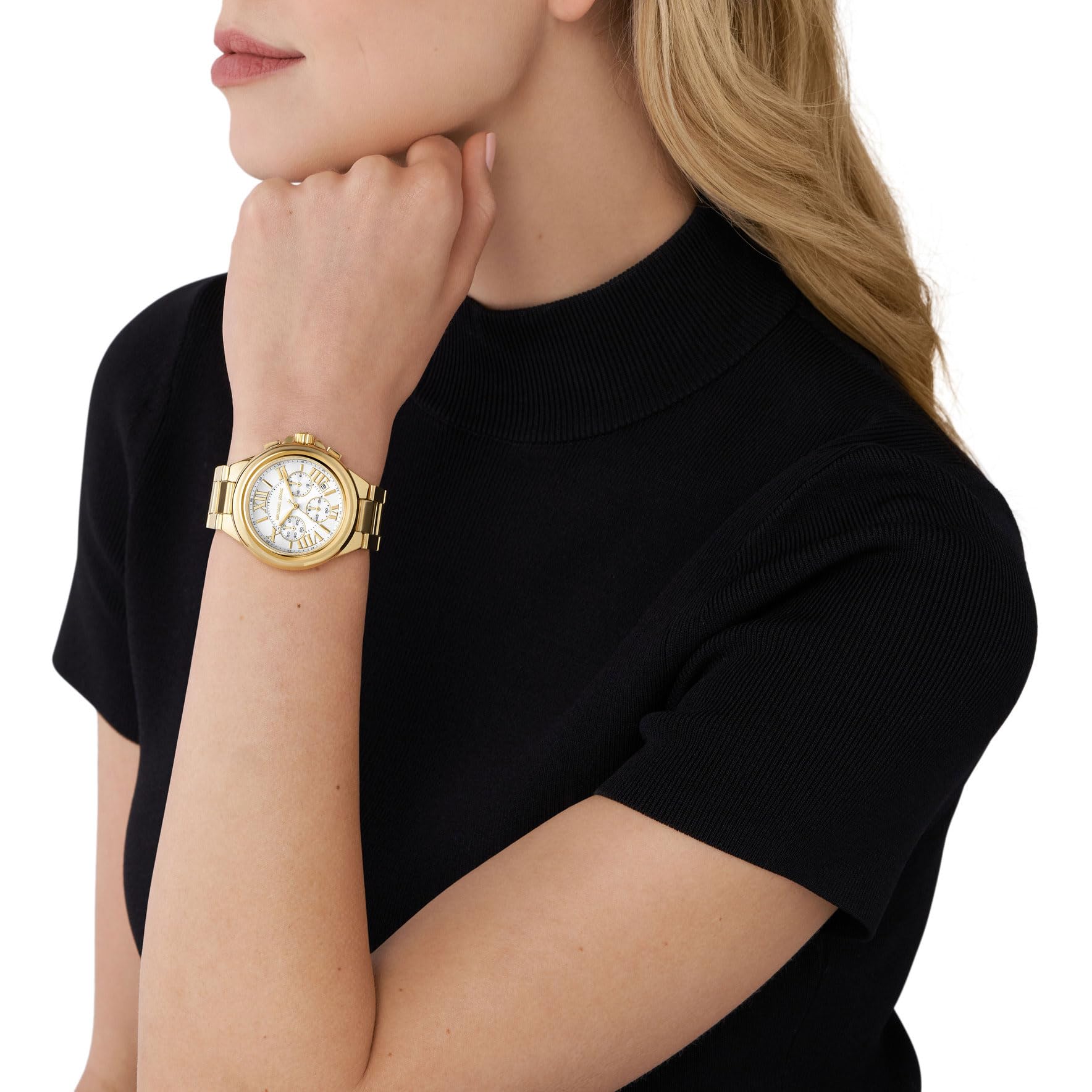 Michael Kors Reloj Camille para Mujer, Movimiento cronógrafo de Cuarzo de 43 mm con Correa de Acero Inoxidable