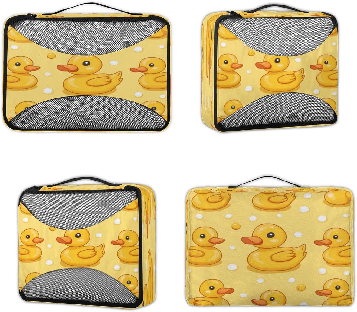 Little Yellow Duck 4 Set Packing Cubes Packing Cubes for Women Lightweight Travel Essential Bag Clothes Carry on Suitcase Bags for Accessories Essentials