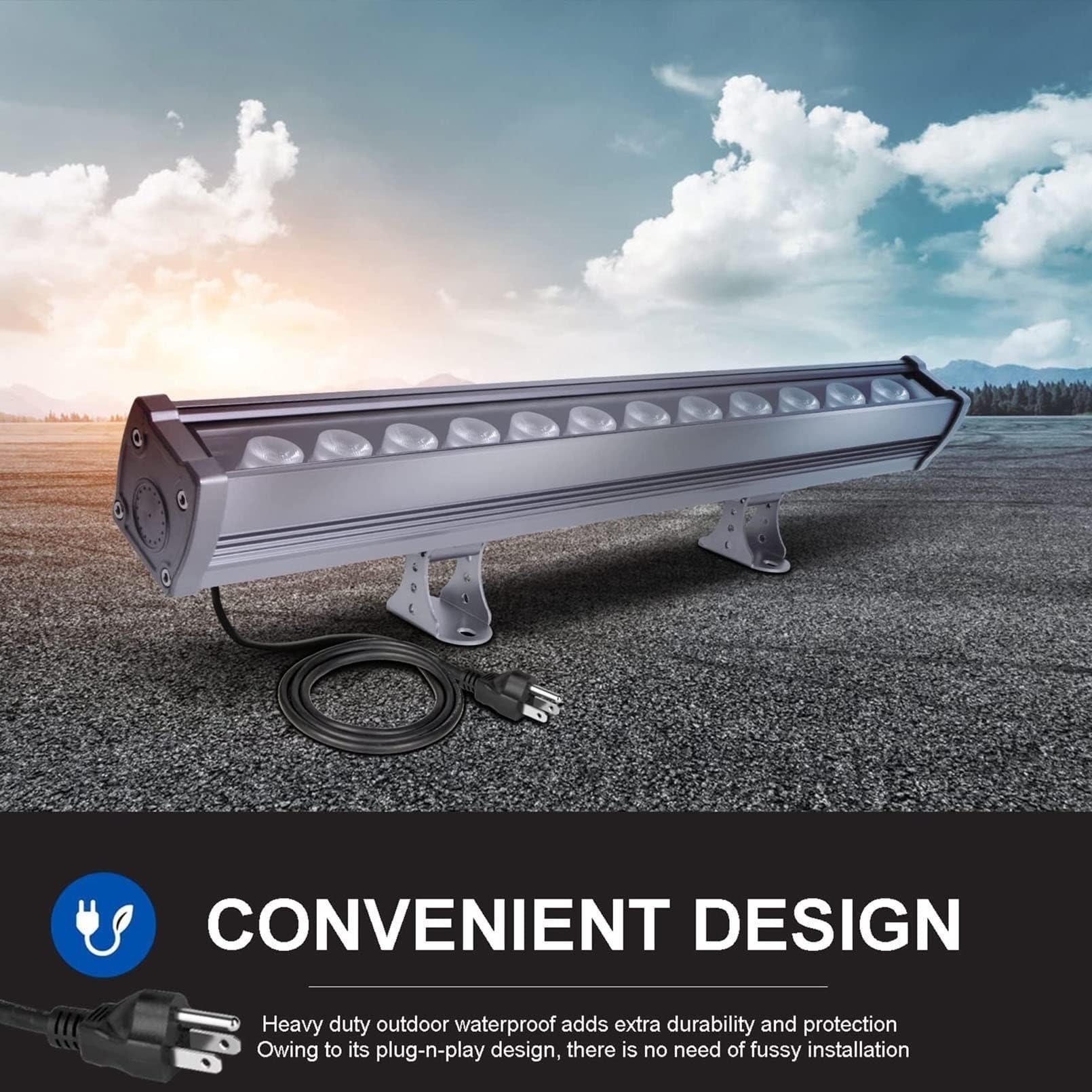 Foco LED De Haz, Barra De Luz LED Para Bañar Paredes, Resistente Al Agua IP65, Adecuada Para Proyectos De Iluminación De Acento O De Inundación En Interiores Y Exteriores(Warm White,18W(85-265V))
