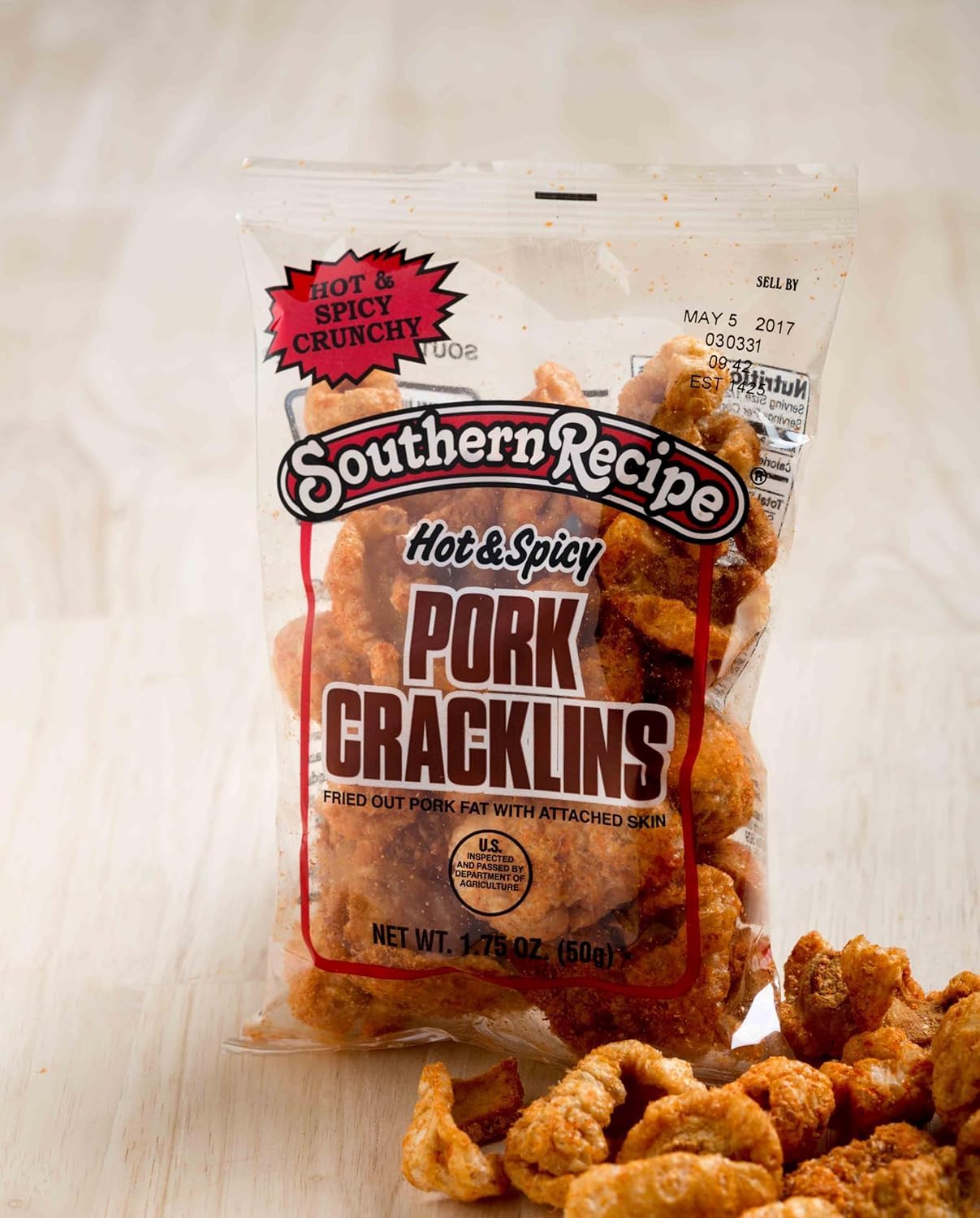 Southern Recipe Hot & Spicy Pork Tender Cracklins, 1.75 oz Bags – Crunchy Pork Rinds Snack – Keto Friendly, High Protein, Low Carb, Gluten Free (1.75 Ounce (Pack of 36), Hot & Spicy)