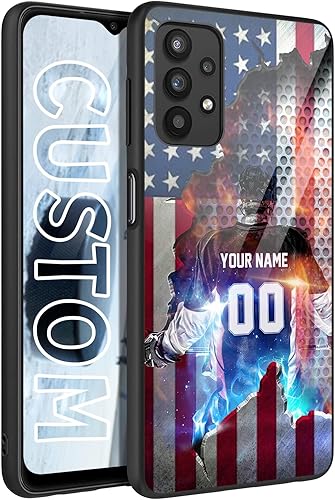 Personalized Ice Hockey vs Name Number US Flag Decor Rubber Cover Phone Case for Samsung Galaxy A53 5GA03SA02SA10EA12A13A32A33A42A51A52A71 Custom