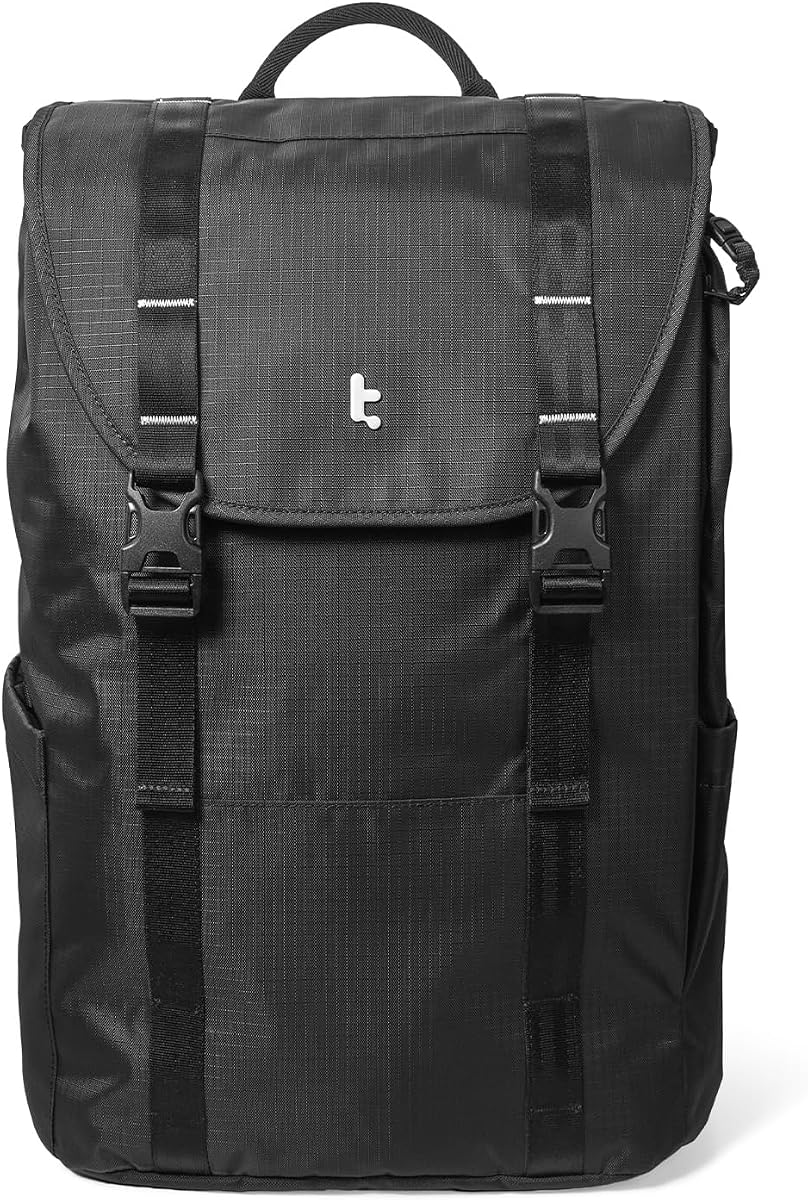 tomtoc Flap Laptop Backpack, Lightweight, Water-Resistant Casual Daypack, Durable Work-pack, Vintage Classic Rucksack for 13-16 Inch Laptop, perfect for Campus, Street, 22L