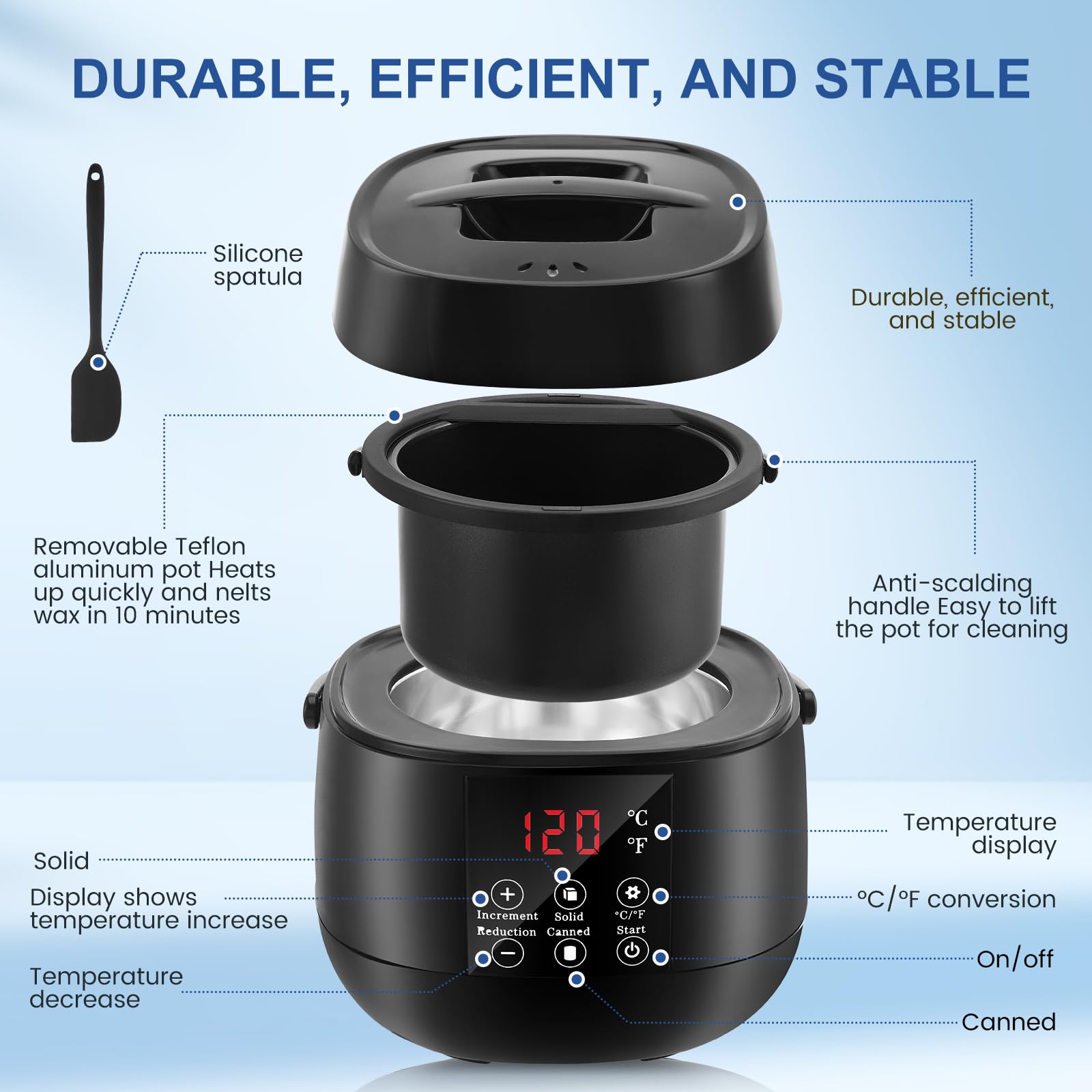 Fonditore Per Cera Da 1 Litro 100W Con LED E 100 Stoppini | Kit Completo Per Candele Fai-da-te In 3-5 Minuti