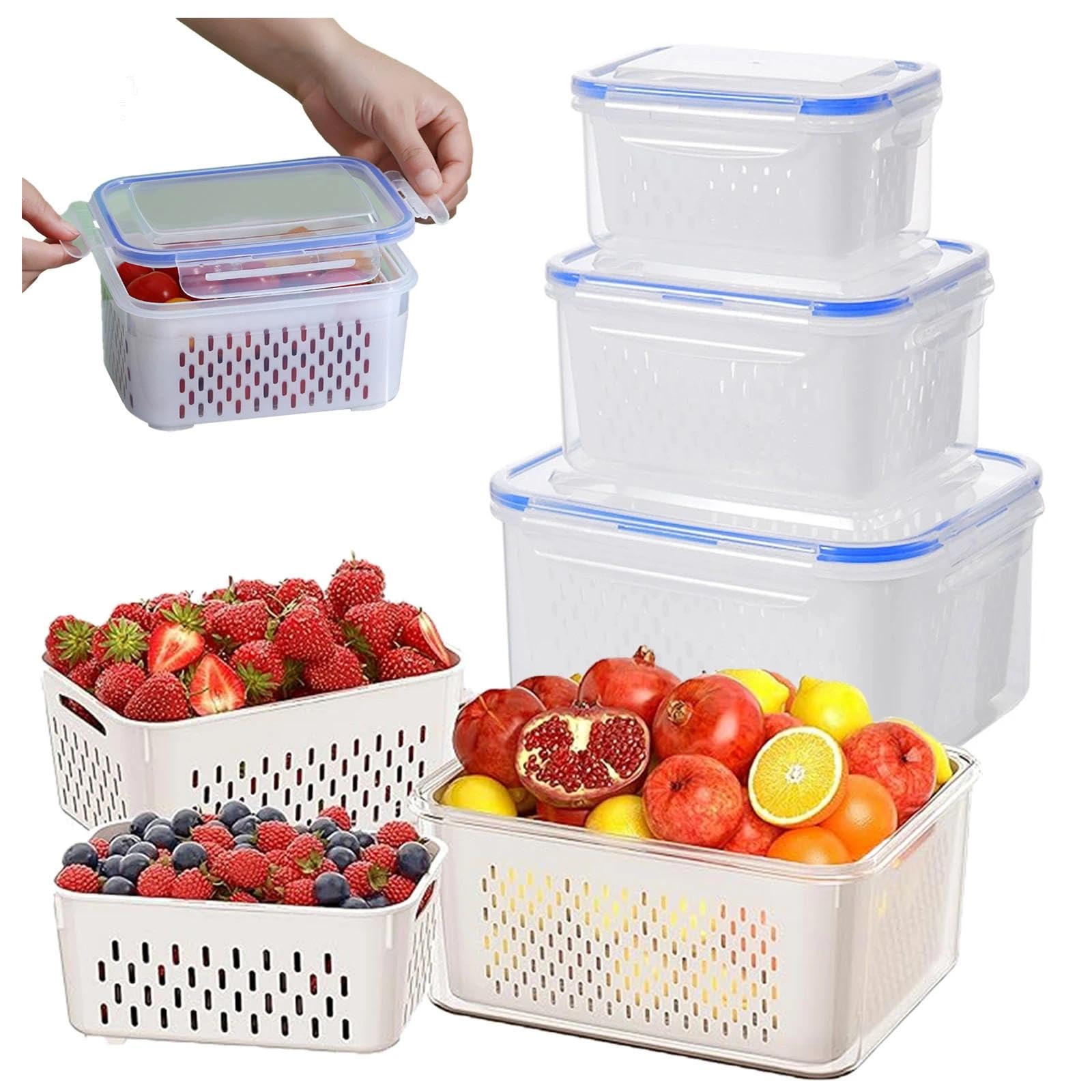 Photo 1 of Yuonry 4-in-1 Food Storage Container with Strainer (Blue)