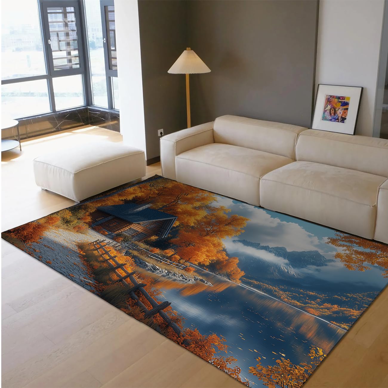 Tapis vintage nature forêt automnale doux pour chambre à coucher cosy
