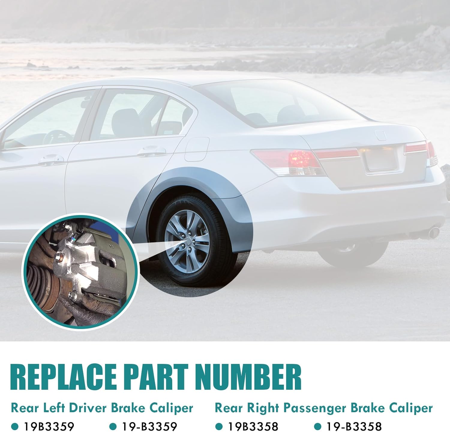 Rear Left Right Disc Brake Calipers with Bracket Sets of 2 Compatible with 2009-2014 Acura TSX 2008-2012 Honda Accord 19B3358 19B3359