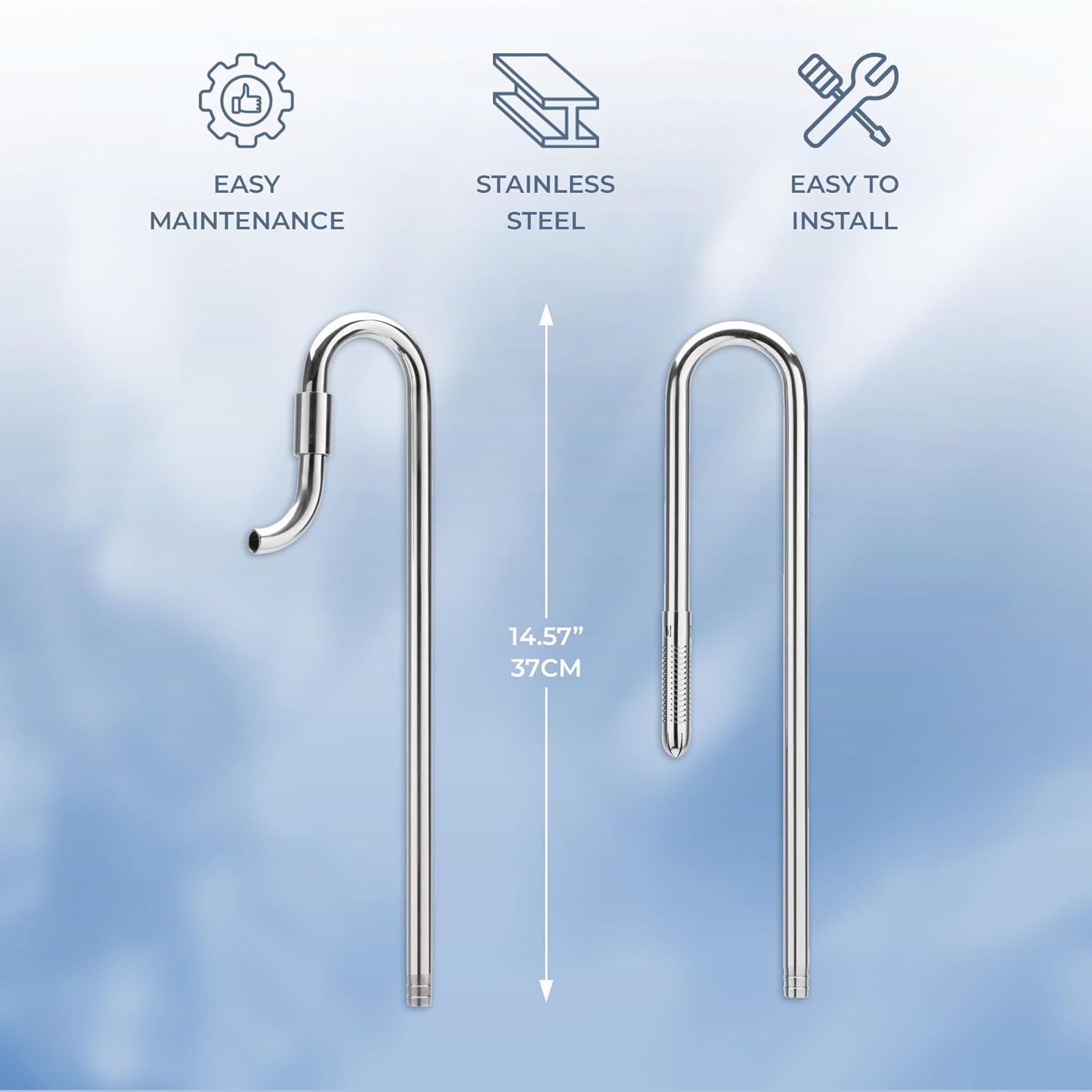 Flux Stainless Steel Lily Pipes - Inflow & Outflow Water Pipe - Aquarium Water Tubing for Planted Aquarium, Lily Pipe Set for Rimless Tank - Aquarium Supplies - Standard 16/22MM (5/8 in)