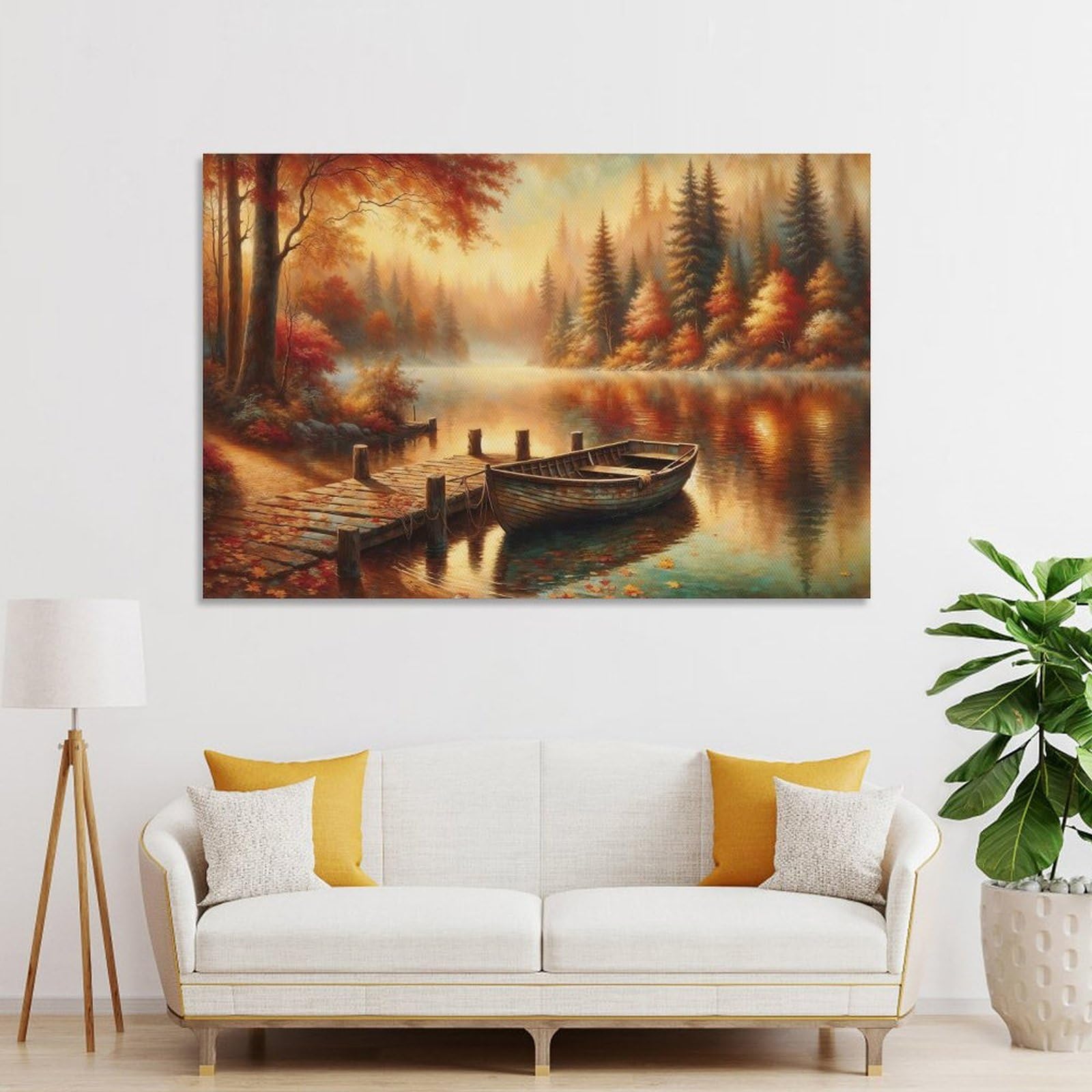 Junmoney Unframe-Style-19-1 Autumn Lake Serenity Home Decor Wall Art 20X30inch(50X75cm), For Bedroom, Guest Room Or Reading Nook, Decorative Wall Art For Cosy Rooms