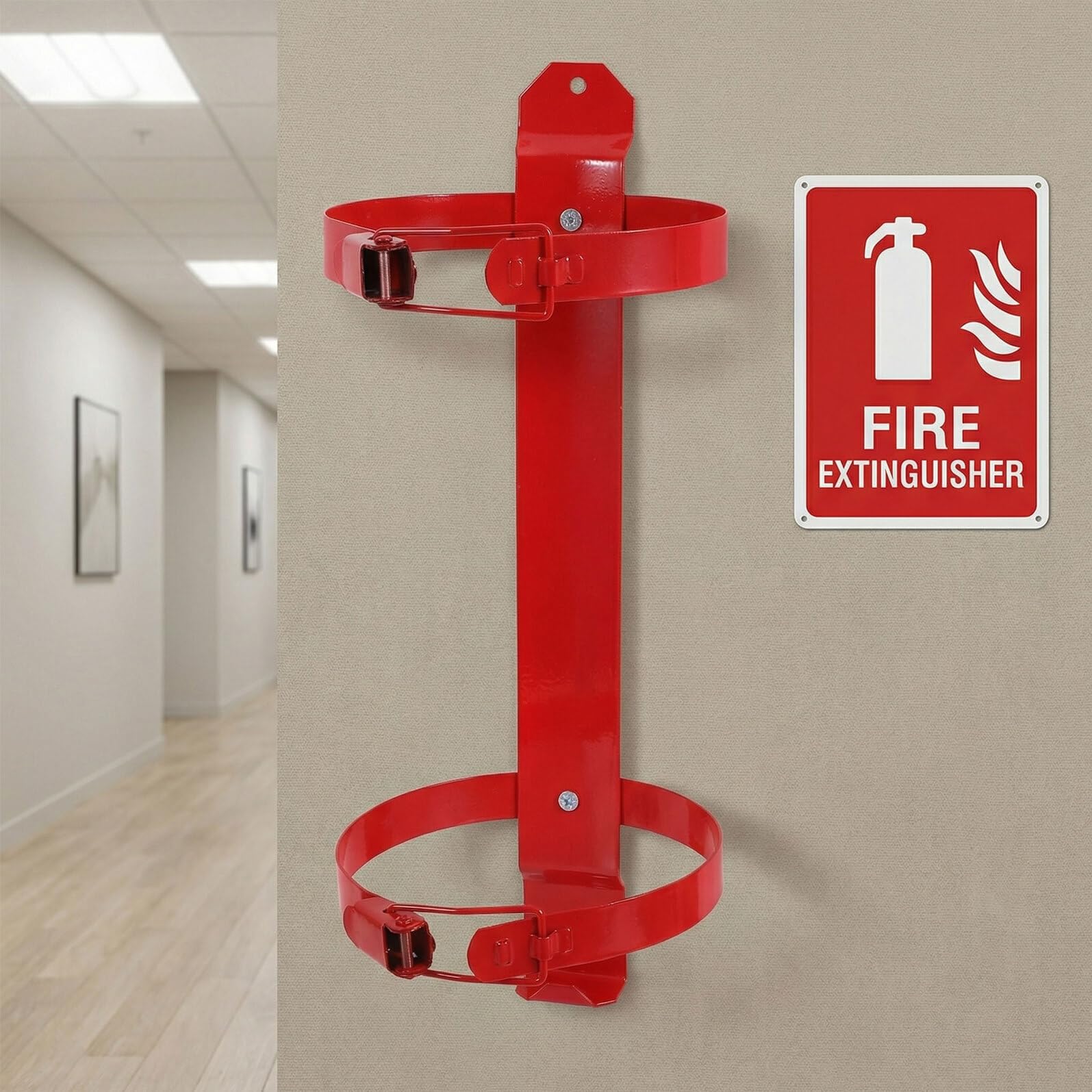 2 Piezas Soporte para Extintor de Incendios Doméstico de 3/4 Kg, Soporte de Pared Ajustable de Alta Resistencia, Paquete para Garaje, Hogar y Uso Marino