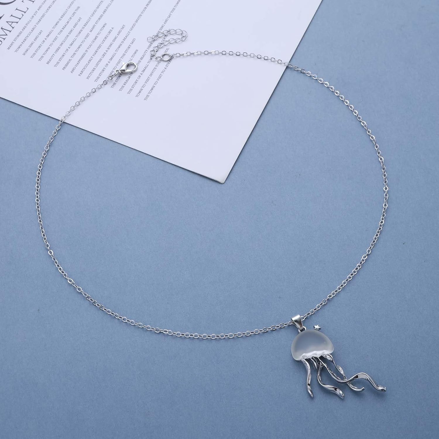 Bohemian Opal Jellyfish Choker Necklace Gold Sea Jellyfish Pendant Necklaces Small Ocean Jelly Fish Chain Necklaces Opal Ocean Animals Collar Necklace Jewelry for Women - Image 5