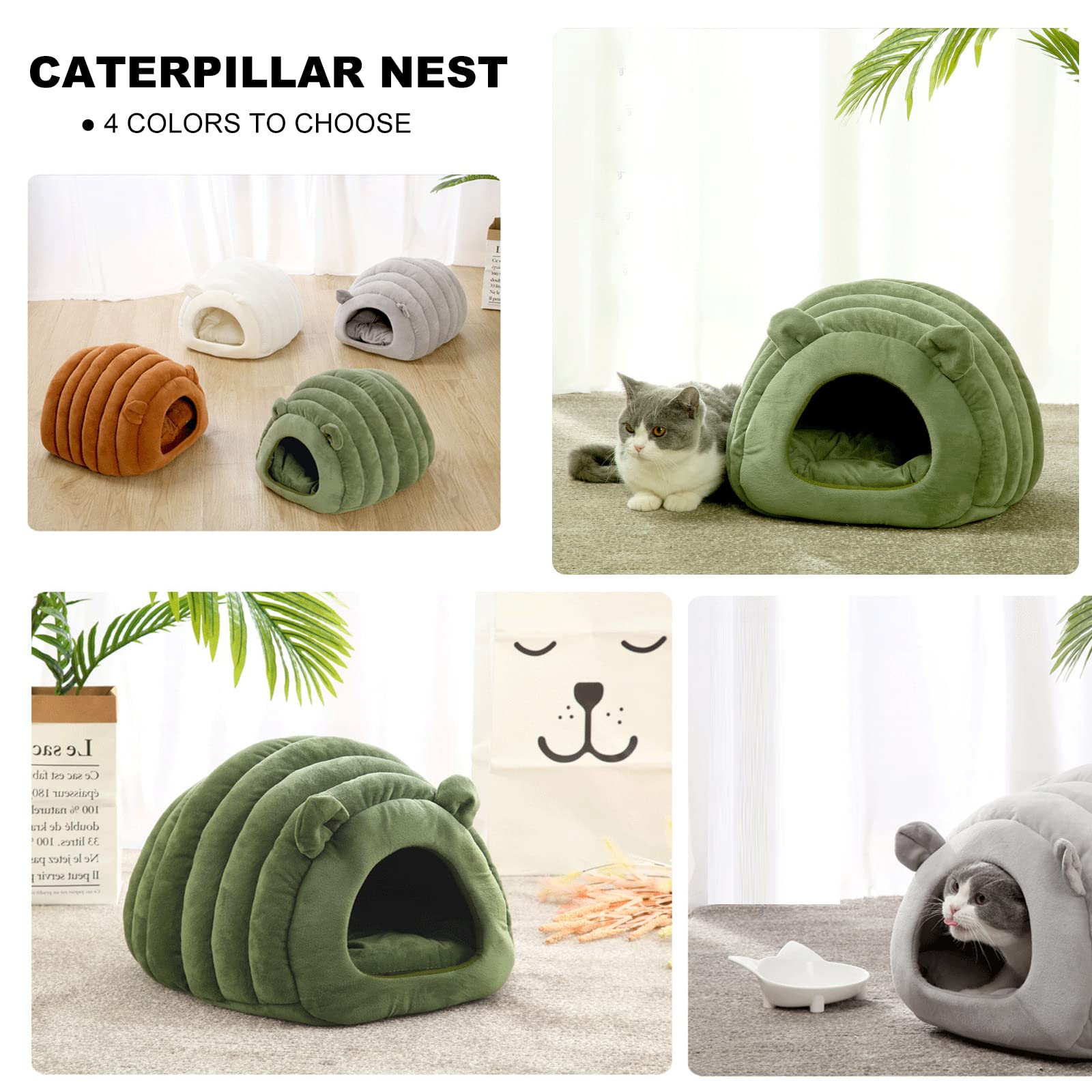 PETCUTE Cuccia per Gatti,Letto per Gatti per Interni,Cuccia Semichiusa per Animali Domestici con Cuscino Sfoderabile,Casa Lavabile per Animali di Piccola Taglia