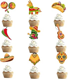 36pcs Mexican Feliz Cumpleaños Cactus Happy Birthday Cupcake Toppers Dessert Muffin Food Picks Taco Mexican Cinco De Mayo Theme Fiesta Chilli Sombrero Cupcake Party Supplies