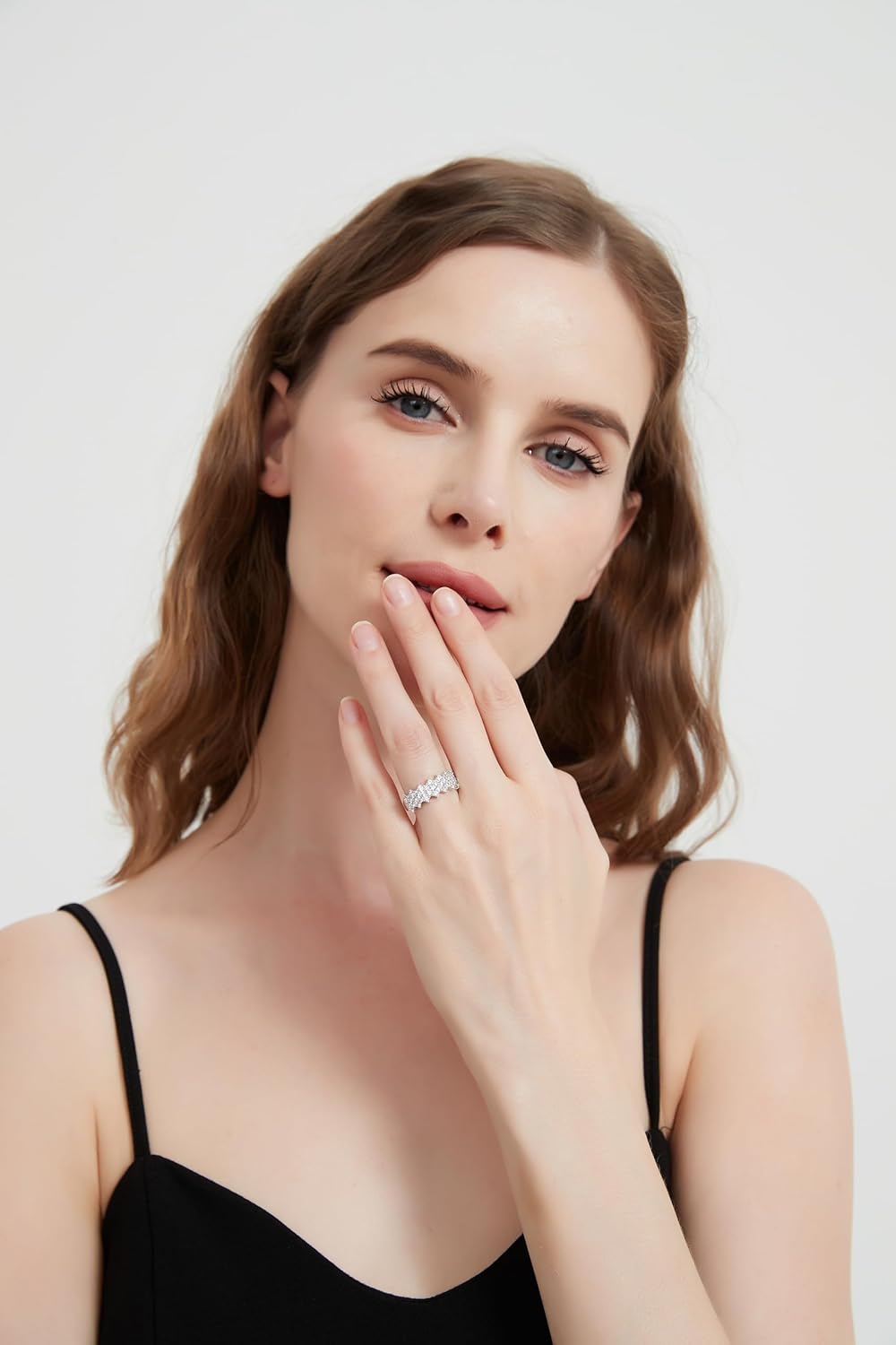 THELANDA Genuine Moissanite or Simulated Diamond Sterling Silver 8mm Paved Honeycomb Cluster Promise Ring Wedding Ring For Her - Image 6