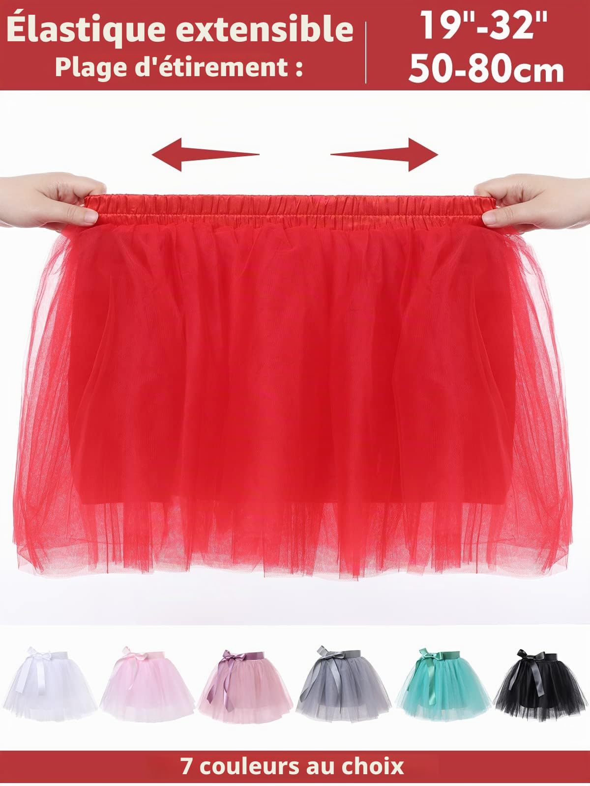 Jupes tutu pour filles - Jupe en tulle à 7 couches - Tutus de danse princesse pour filles (3 à 8 ans)