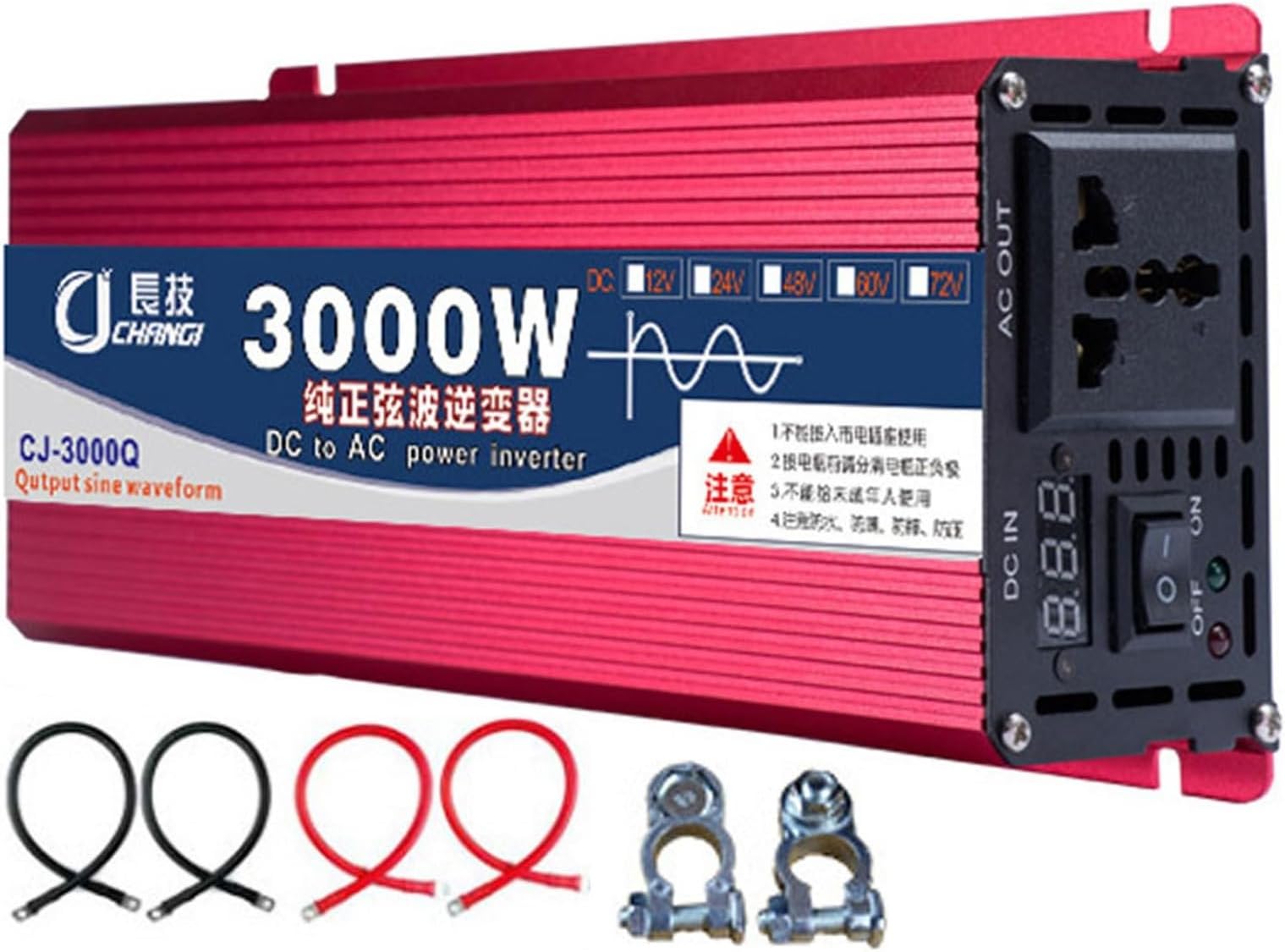 Upgraded high Power 6000W 8000W 10000W 12000W 16000W Pure Sine Wave Power Inverter 12V 24V 48V DC to 110V 220V AC Converter with LED Display for Car/RV Home Solar System(3000W,24vto220V)