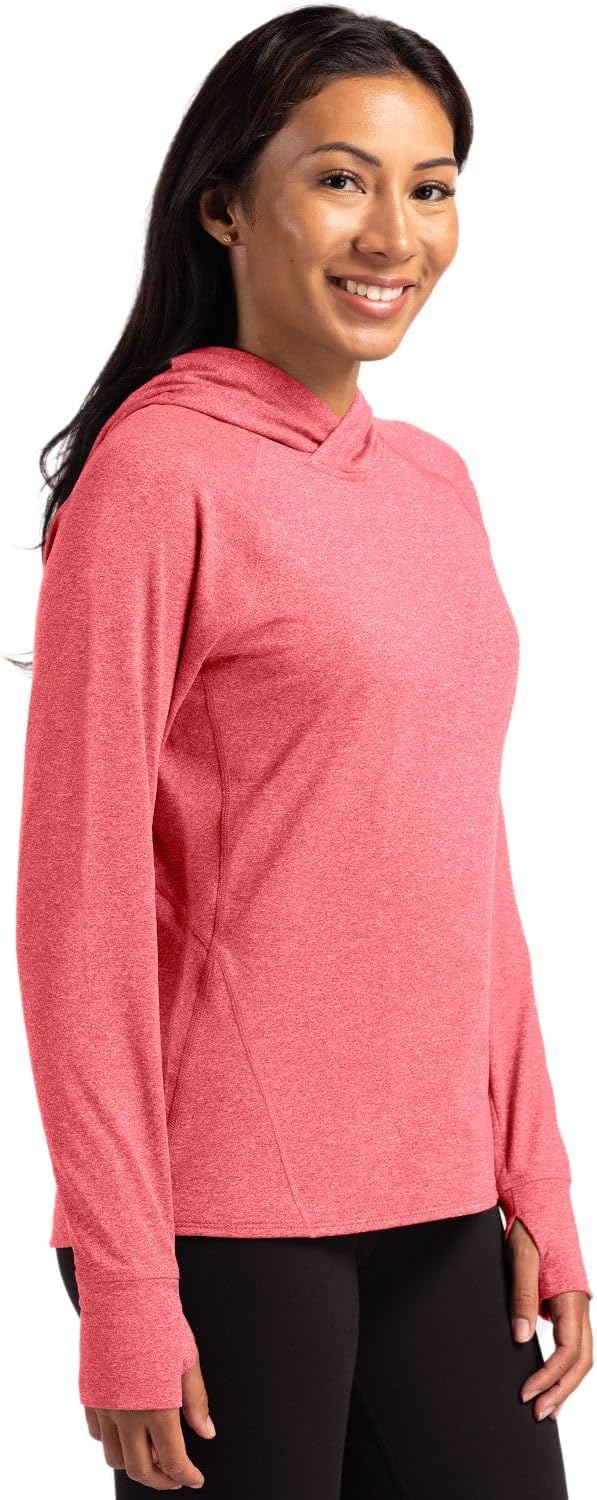 Cutter & Buck Adapt Knit Recycled Womens Heathered Hooded Pullover - Image 3