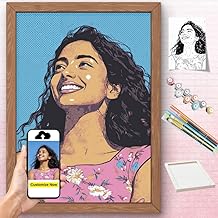 TULIP N TURTLE Mini Art Style Close-up Custom DIY Paint by Numbers Kit for Adults & Beginners I 20cm *25 cm framed 9 colours | Turn Your Photo into Canvas Art | Relaxing Hobby & Unique Home Décor | Complete Set with Framed Canvas, Brushes, Paints & Guide