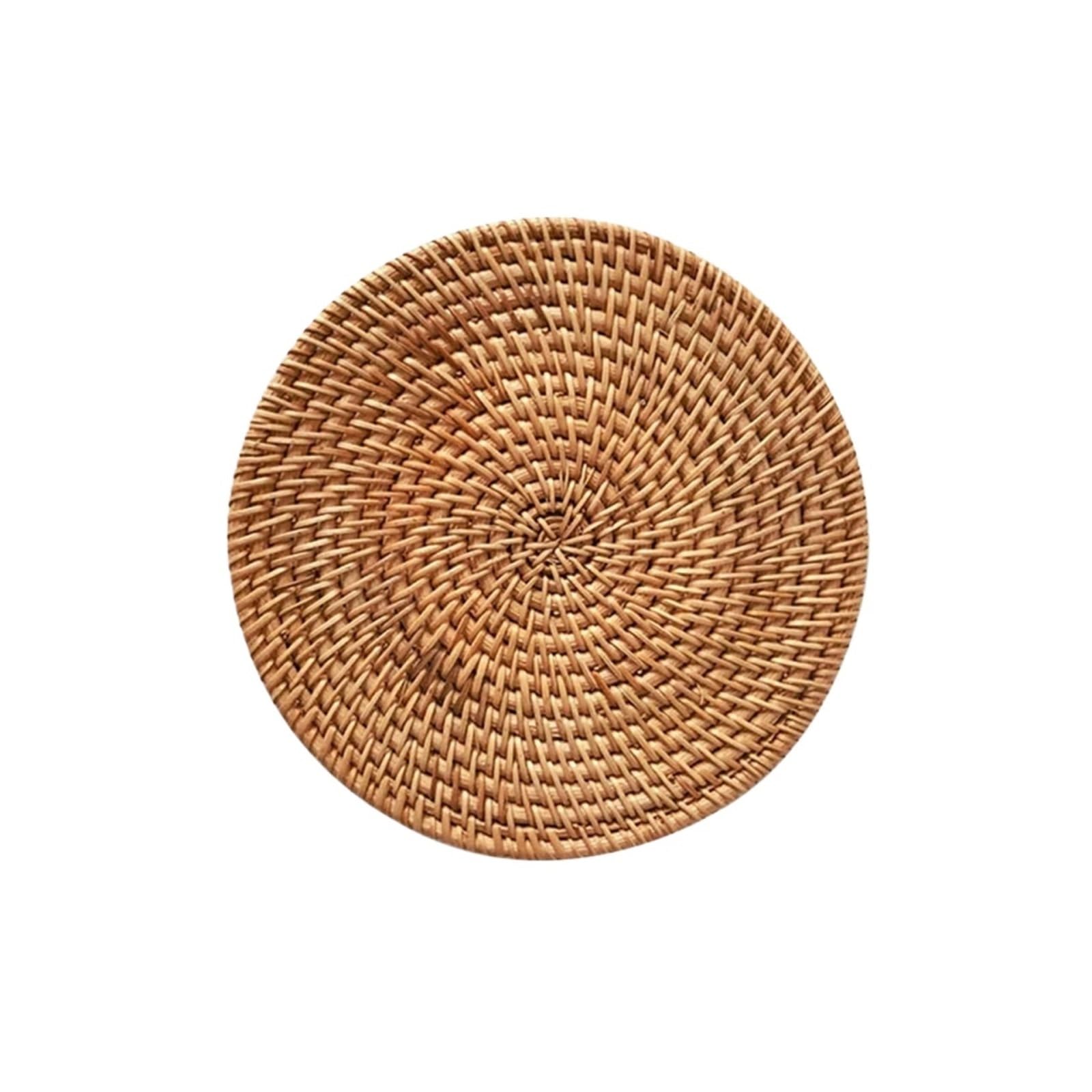 GrassWoven Placemat, 6 Rattan Placemats 10-20 cm Round Heat Insulation for Dining Table(16cm)