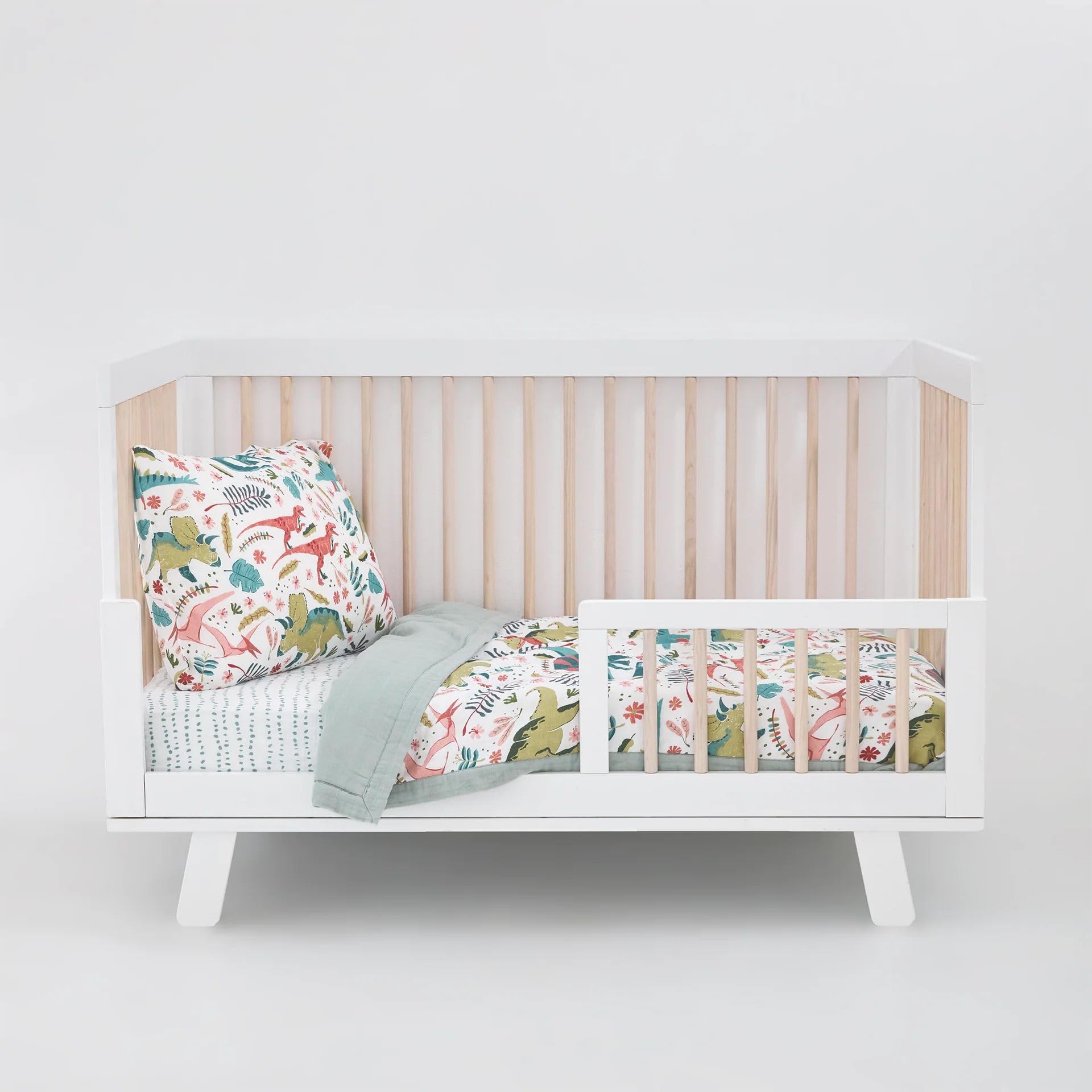 Little Unicorn Toddler Bedding 3-Piece Set | Includes Comforter, Crib Sheet &amp; Pillowcase | Soft &amp; Breathable Muslin Fabric | for Convertible Cribs &amp; Toddler Beds (Boho Dino)