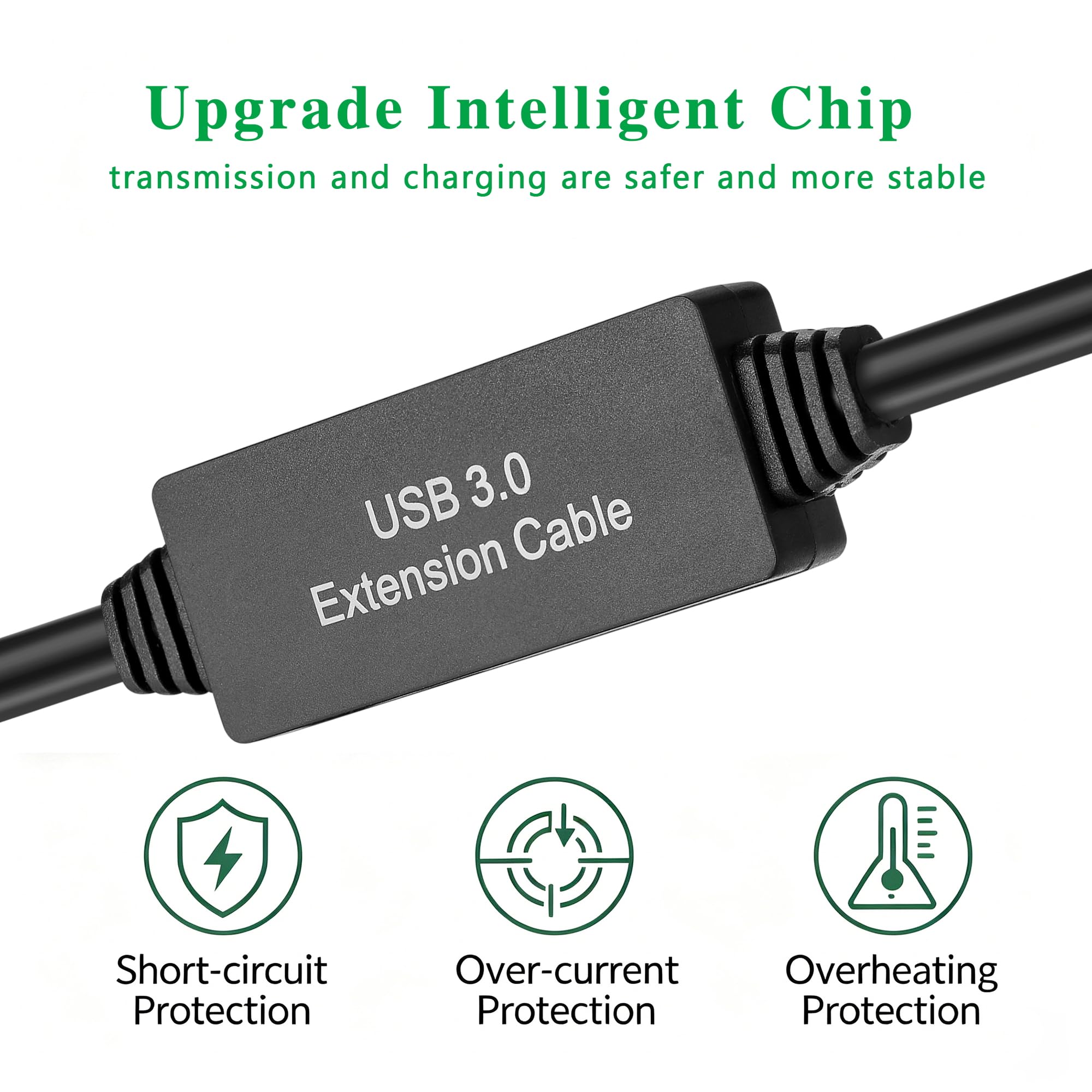 XBOHJOE Cavo di prolunga attivo USB 3.0 da 0,9 m: ripetitore USB con ripetitore di segnale lungo USB 3.0, prolunga A-maschio, cavo A-femmina per webcam Oculus Rift Quest Link Xbox 360 Kinect