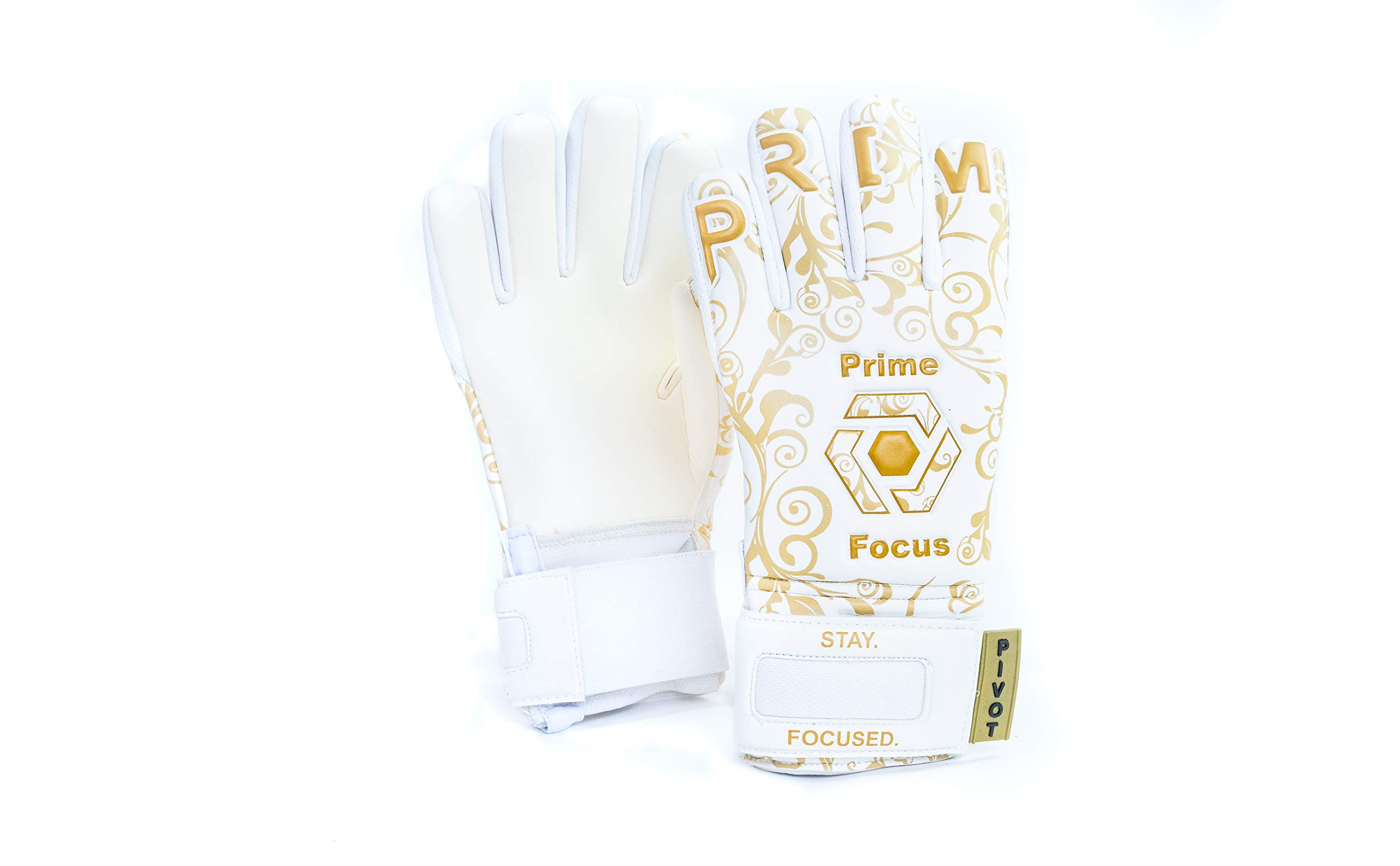 Prime Focus Goalkeeping Pivot Gold Goalie Gloves Youth & Soccer Goalkeeper Gloves Adult (Sizes 6-10)