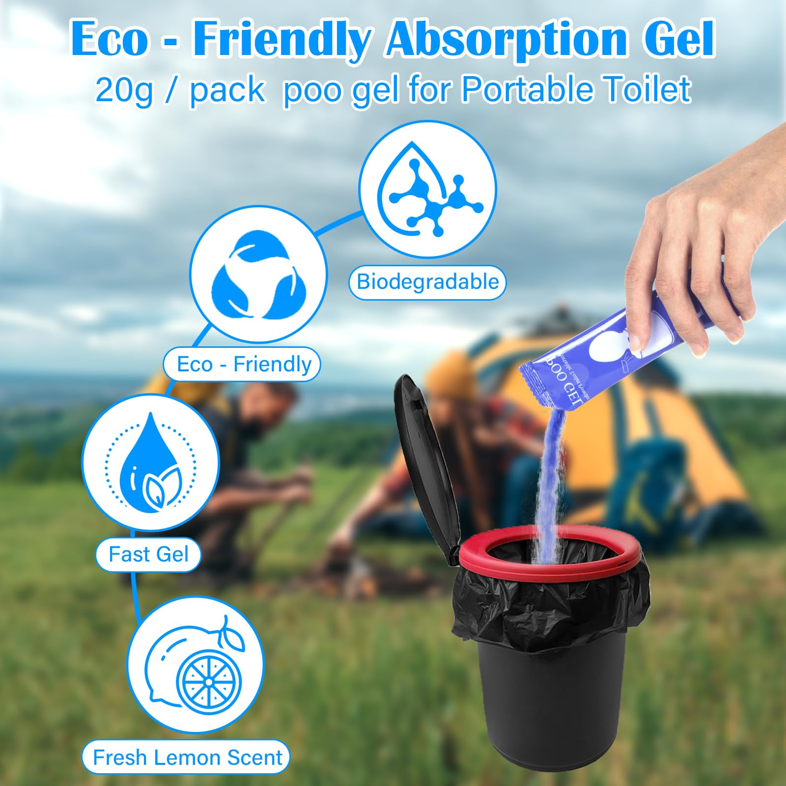 Gel Absorbente Para Inodoro Portátil – 12 Unidades – Coagulante Multifuncional Para Acampar – Elimina Olores Y Solidifica
