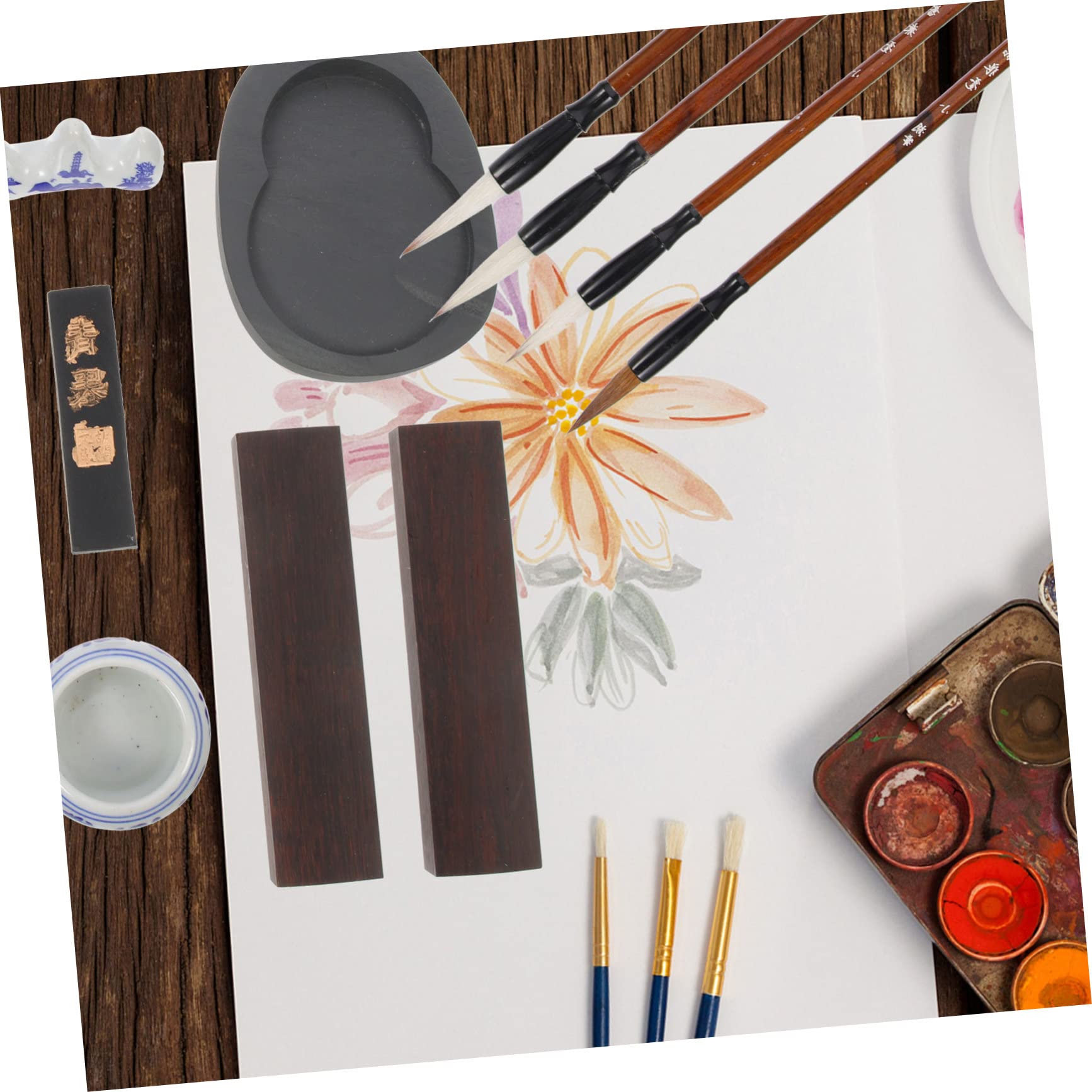 HOMSFOU Kalligraphie mit Chinesischem Tuschestein Tuschestift und Übungspinsel für Schreibbedarf Künstlerzeichnung und Studienpinsel für Anfänger und Profis