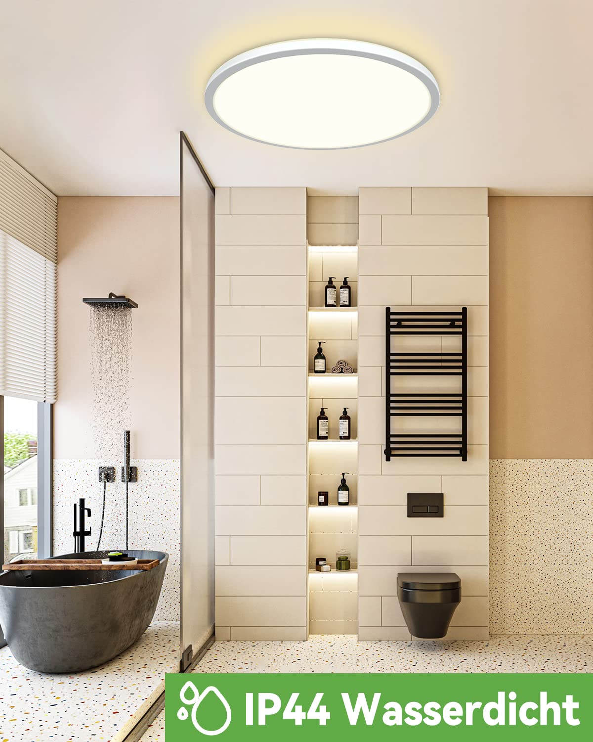 NETTLIFE Plafondlamp LED Plat Zwart 4000K Kamer 24W Badkamer Gang Rond Voor Keuken