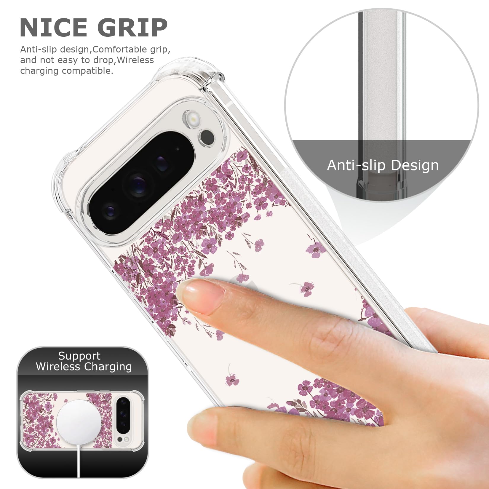 Funermei For Pixel 9 Pro XL Case - Women Girls Cute Phone Cover Girly Pretty Aesthetic Sunflower Flower Floral Unique Design With Camera Cover And Ring Stand Funda For Pixel 9