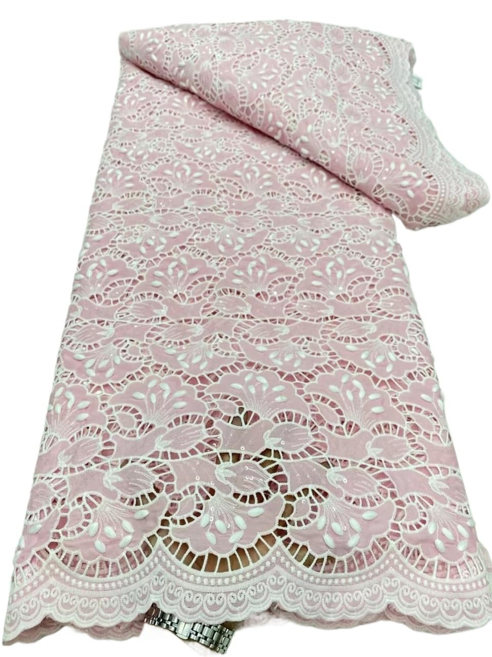 Tessuto di pizzo in tulle, per cucire abiti da festa di nozze e abiti da sposa in cotone damascato, 4,5 m (C)