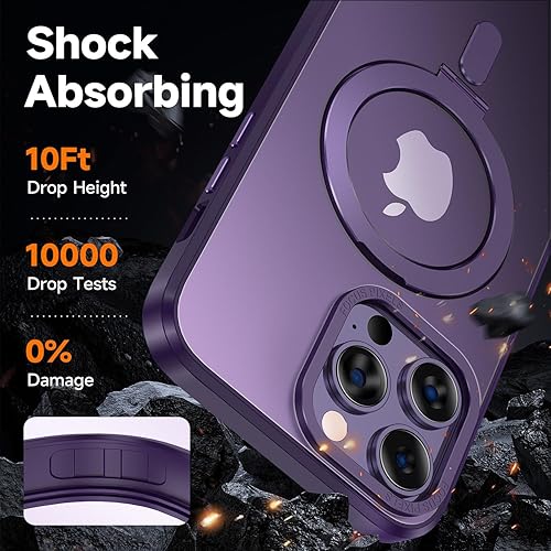 Miniatura 4 de MAGIC JOHN Funda magnética para iPhone 14 Pro compatible con Magsafe con soporte mental magnético a prueba de golpes de grado militar